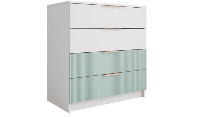 МС Лавис Комод КМД 800.1+ручка-скоба 4 шт., Белый/Белый софт/Зеленый софт