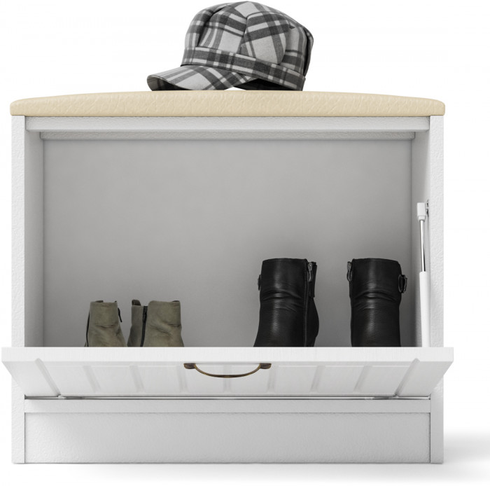 Прихожая П-6 Тумба, белая шагрень/фасады МДФ белое дерево фрезеровка прованс