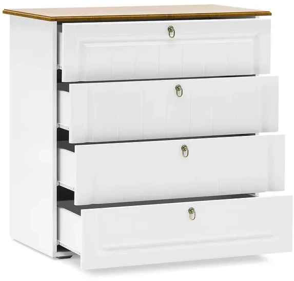 Валенсия Комод (Белый матовый / Орех)