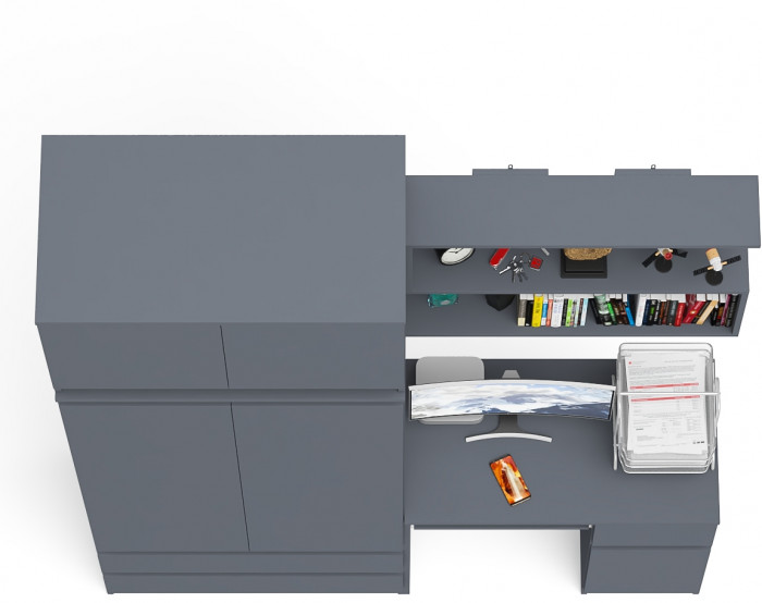 Мори компьютерный стол МС-1 правый + Шкаф МШ900.1 + Антресоль МА900.1 + Полка 900, графит