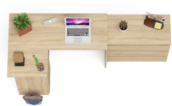 Мори компьютерный стол МС-16 левый + Комод МК800.1, дуб сонома