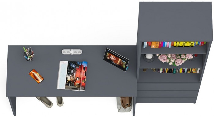 Мори письменный стол МСП1200.1 + Стеллаж МСТ600.3, графит