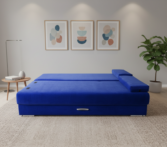 Диван-еврокнижка Амстердам Мини люкс, 150, велюр синий