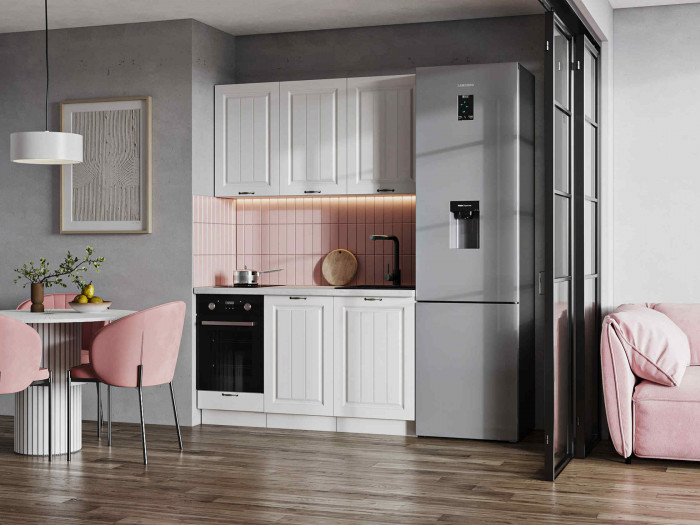 Кухня Мария 1,4 м белый/белый (столешница мрамор лацио белый)