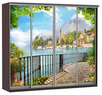 Шкаф купе Модерн 2362х450 4-х дверный 4-х секционный фотопечать №4 венге