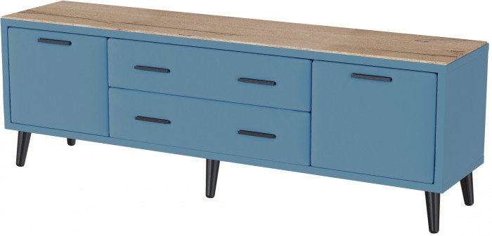 Тумба ТВ интерьерная 1,6 Пай светло-голубой/мдф дуб канадский