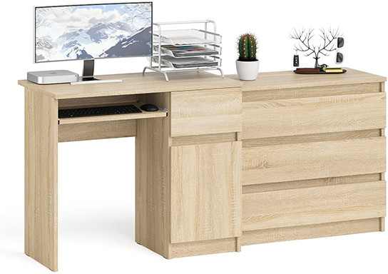Мори компьютерный стол МС-1 правый + Комод МК800.1, дуб сонома
