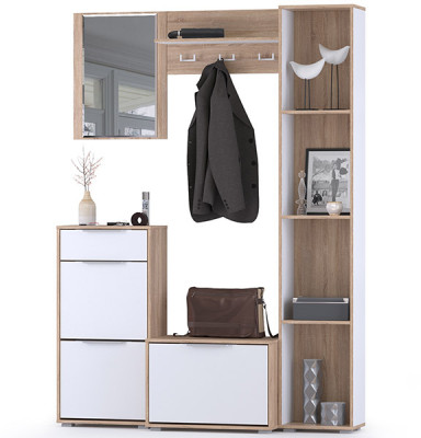 Куба Прихожая 21, цвет дуб сонома/белый премиум, ШхГхВ 153х38,3х210,6 см., универсальная сборка