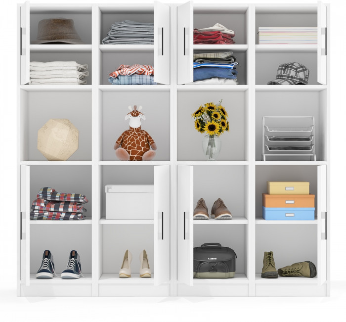 Четыре Пенала С-МД-СК9П к компьютерному столу С-МД-СК9, цвет белый шагрень, ШхГхВ 172х45х160 см., универсальная сборка