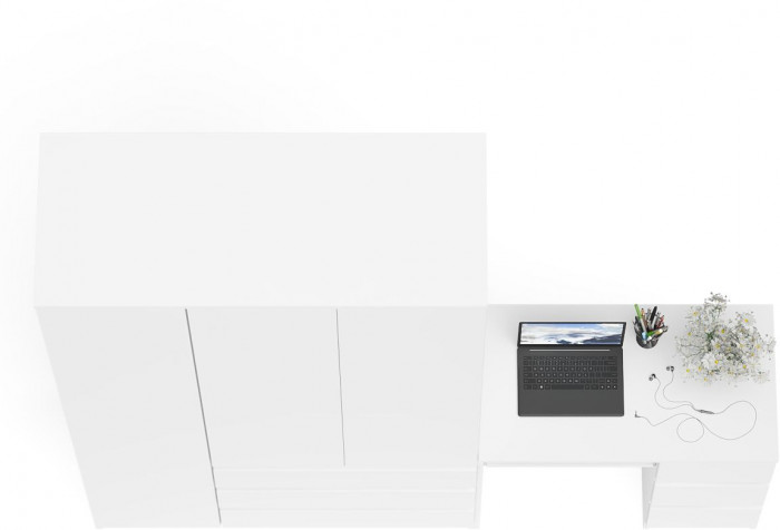 Мори компьютерный стол МС-6 правый + Шкаф МШ1200.1, белый