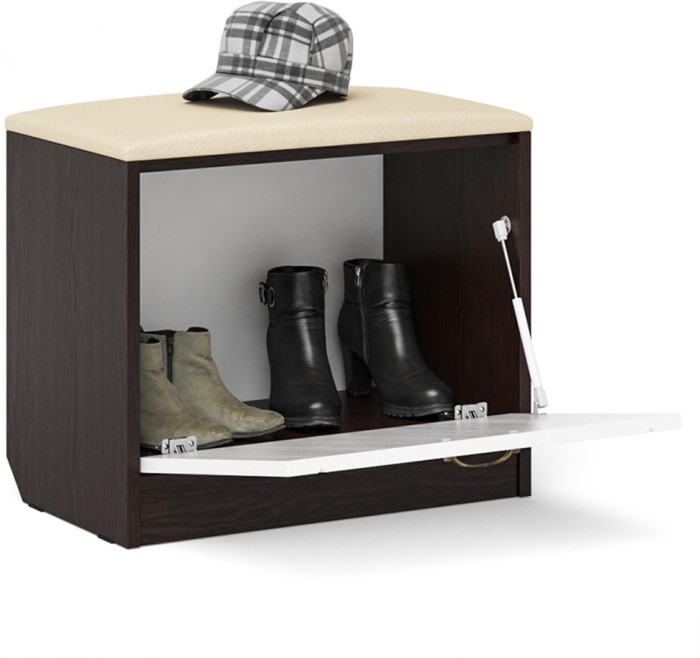 Прихожая П-6 Тумба, венге/фасады МДФ белое дерево фрезеровка прованс