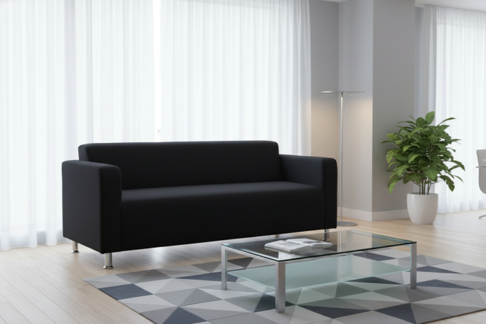 Диван прямой Томи, 180 см, велюр, черный