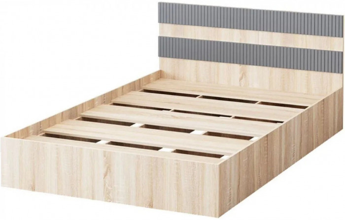 Карина-6 МДФ Кровать 160 (Графит, Дуб Сонома)