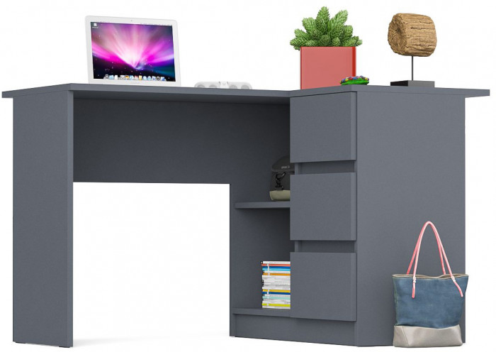 Мори Стол компьютерный МС-16 правый, цвет графит, ШхГхВ 124,4х84,9х76,6 см., выдвижные ящики справа, НЕ универсальная сборка