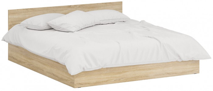 Кровать 1800 + Шкаф 2-х створчатый Стандарт, цвет дуб сонома, ШхГхВ 183,5х203,5х70 + 90х52х200 см., сп.м. 1800х2000 мм., без матраса, основание есть