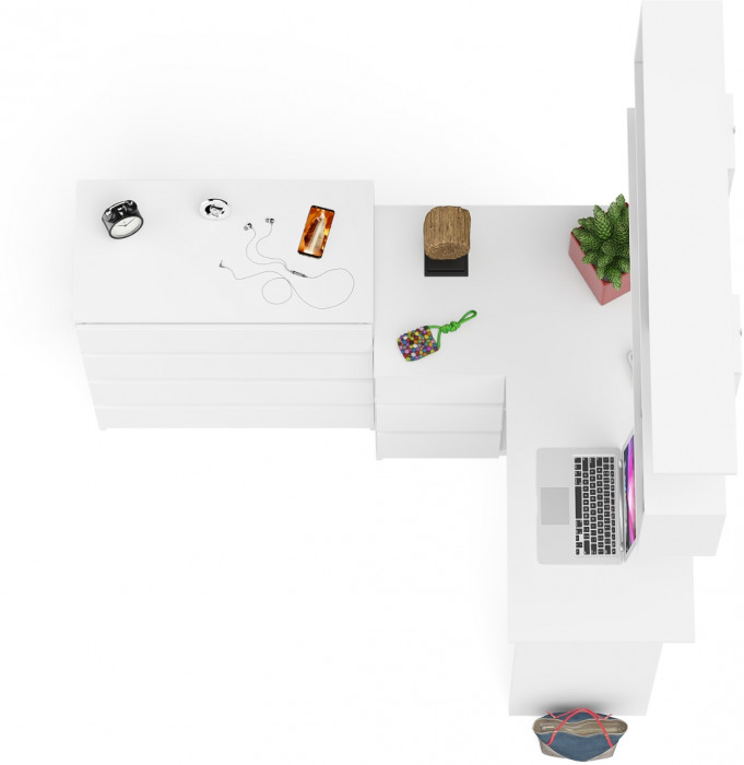 Мори компьютерный стол МС-16 левый + Комод МК800.4 + Полка 1200, белый