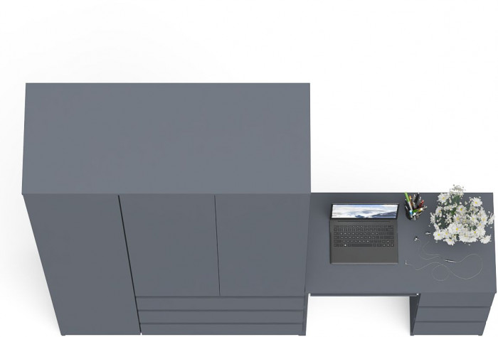 Мори компьютерный стол МС-6 правый + Шкаф МШ1200.1, графит