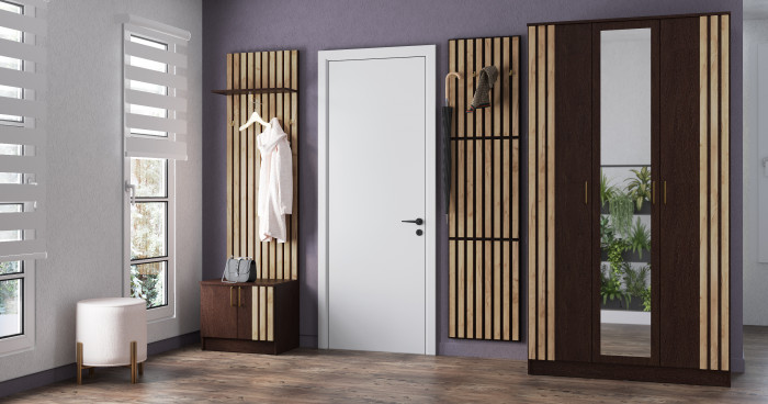 Модульная прихожая Кано, набор 4, Венге/Крафт золотой