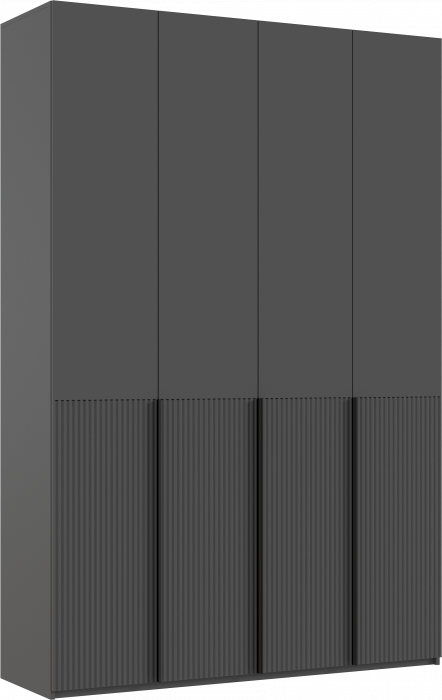 Марвэл Шкаф 4-х створчатый 1600, с доп.ящиками Браш Графит, Графит