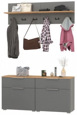 Октава Прихожая 03, серый графит/дуб крафт золотой/фасады МДФ серый графит