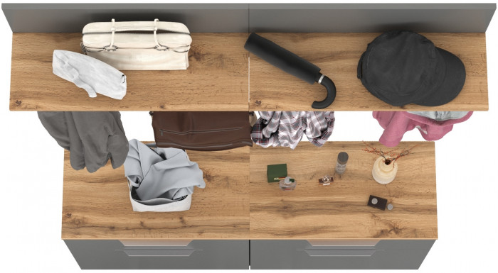 Октава Прихожая 03, серый графит/дуб крафт золотой/фасады МДФ серый графит