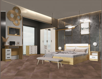 Модульная спальня Эко, композиция 4, вотан/белый гладкий