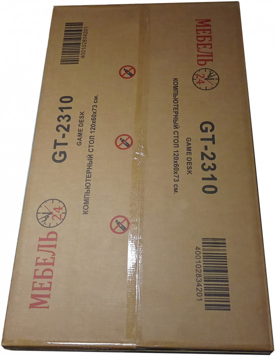 Два игровых стола Мебель--24 GT-2310 + два кресла компьютерных 103 чёрных, цвет белый, ШхГхВ 240х60х73 + 59х56х83-94 см.