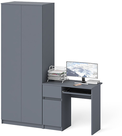 Мори компьютерный стол МС-1 левый + Шкаф МШ800.1, графит