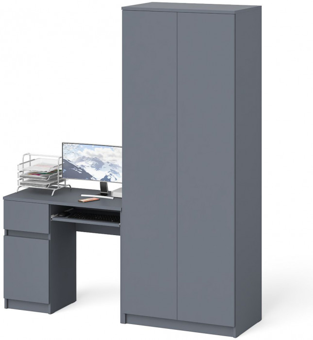 Мори компьютерный стол МС-1 левый + Шкаф МШ800.1, графит