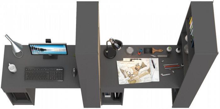 Лайт Шкаф комбинированный 10.01 + 10.01, цвет тёмно-серый, ШхГхВ 230,6х58,2х179 см., универсальная сборка(обязательно крепление к стене)