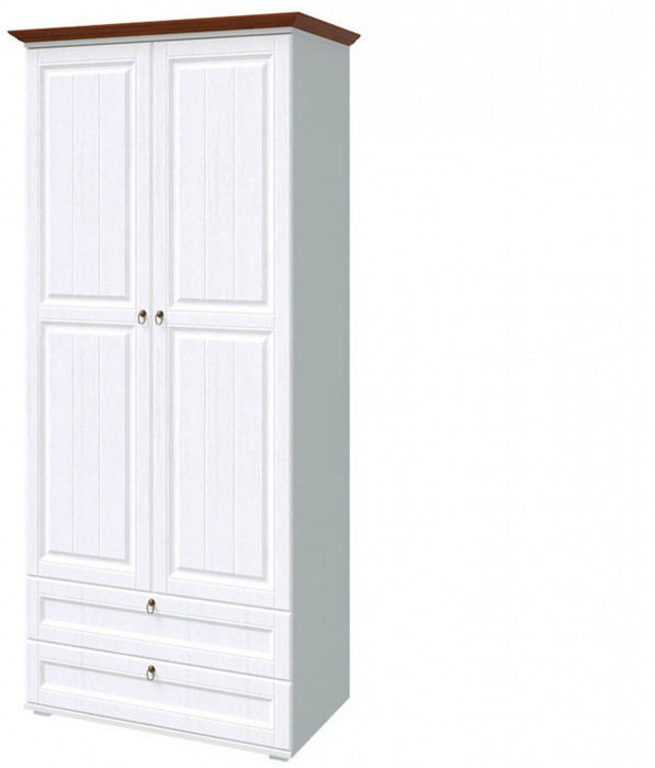 Валенсия Шкаф платяной (Белый матовый / Орех)