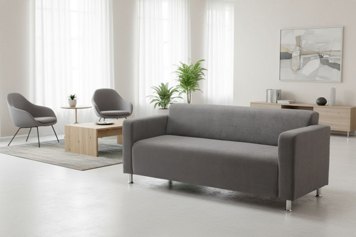 Диван прямой Томи, 200х78х75 см, велюр, серый графит