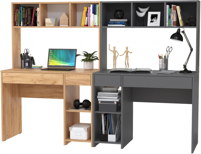 компьютерный стол Комфорт12.77F +компьютерный стол Комфорт 12.77F, дуб крафт золотой/тёмно-серый