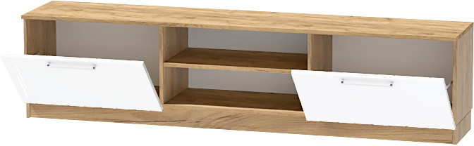 Тумба-2 под ТВ напольная "Иннэс-7", Крафт золотой/Белый глянец