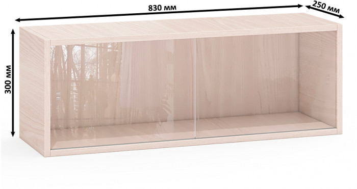 Две полки книжных С-МД-КН01, ясень шимо светлый