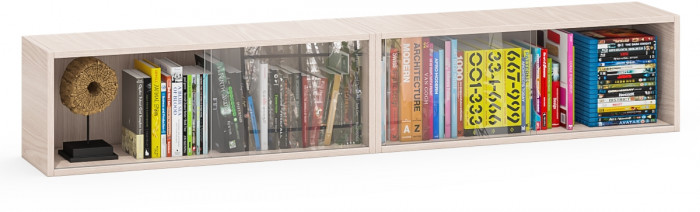Две полки книжных С-МД-КН01, ясень шимо светлый