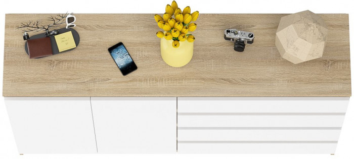 Мори Комод МК1600.1, дуб сонома/белый