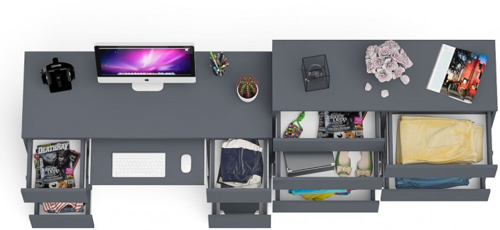 Мори компьютерный стол МС-2 + Комод МК1200.8, графит