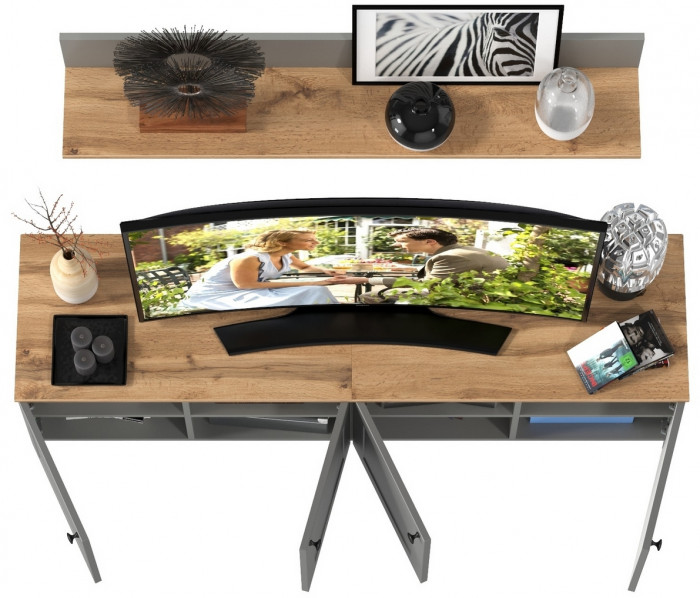 Остин Прихожая 64, серый графит/дуб крафт золотой