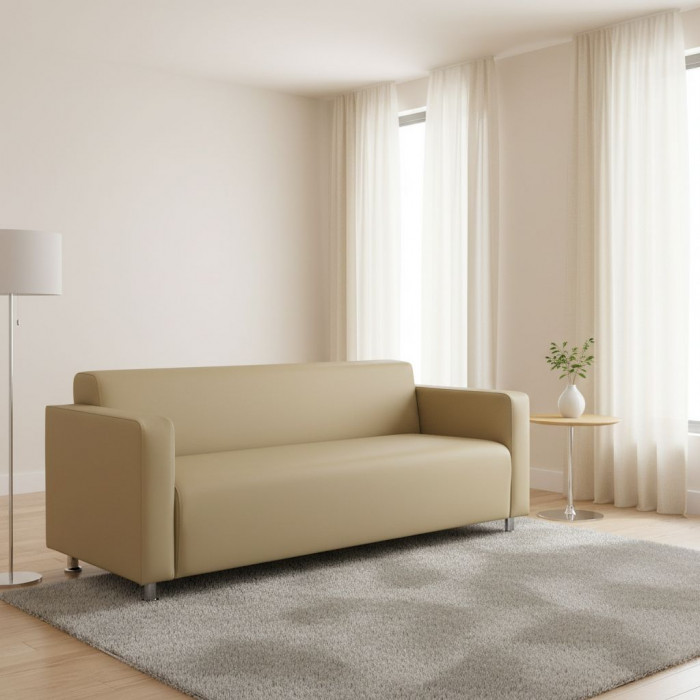 Диван прямой Томи, 200х78х75 см, экокожа, бежевый