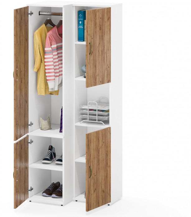 Лидер-8 Модуль Пенал + Пенал МД 23Б, белый шагрень/крафт золото