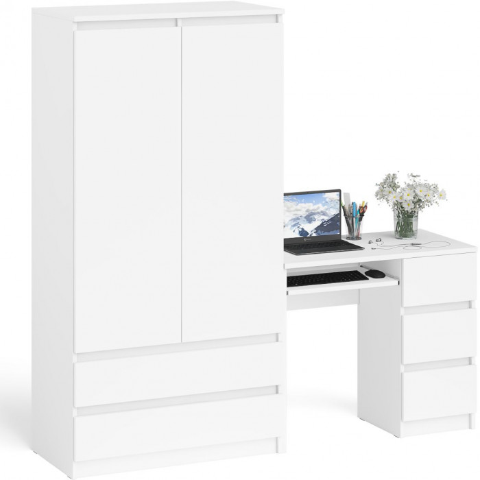 Мори компьютерный стол МС-6 правый + Шкаф МШ900.1, белый
