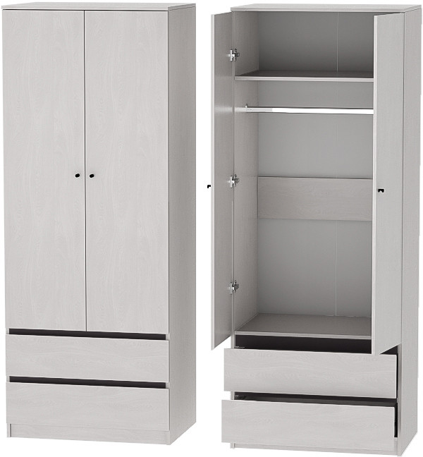 Кэт-1 Шкаф 2-х ств., Ясень анкор светлый/Графит