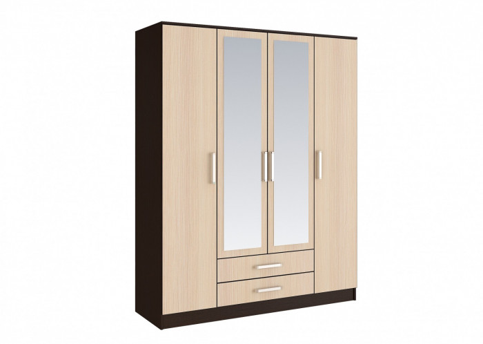 Фиеста Шкаф четырехдверный, венге/дуб беленый