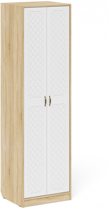 Прихожая П-6 Компоновка № 17, цвет дуб сонома/фасады МДФ белое дерево фрезеровка ромб, ШхГхВ 110х50х210 см., универсальная сборка