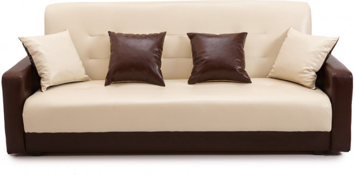 Диван-кровать Аккорд 140х190, книжка, экокожа, цвет коричнево-бежевый