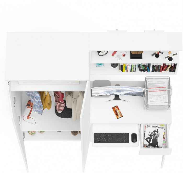 Мори компьютерный стол МС-1 правый + Шкаф МШ800.1 + Полка 900, белый