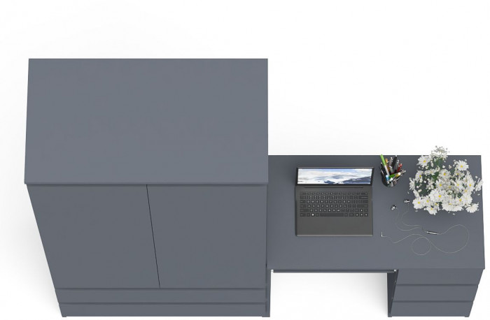 Мори компьютерный стол МС-6 правый + Шкаф МШ900.1, графит