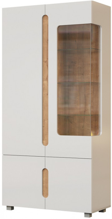 Шкаф-витрина двухдверный "Шанталь" - Дуб наварра/Белый