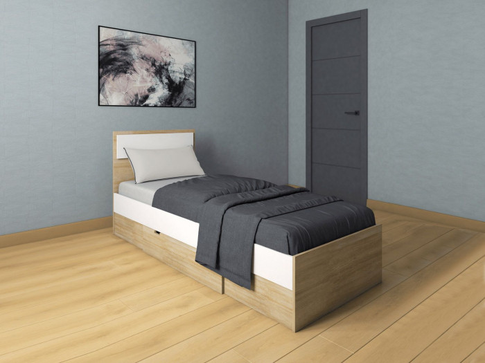 NEXT 71 Кровать односпальная с ящиком 800 Белый / Дуб Сонома